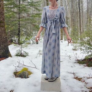 Regency Peasant Dress - Soft Blue